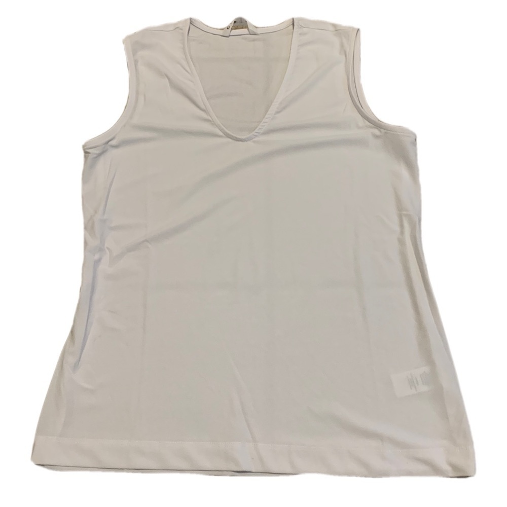 Cleo White V-Neck Sleeveless Top - Size Small (S/P)